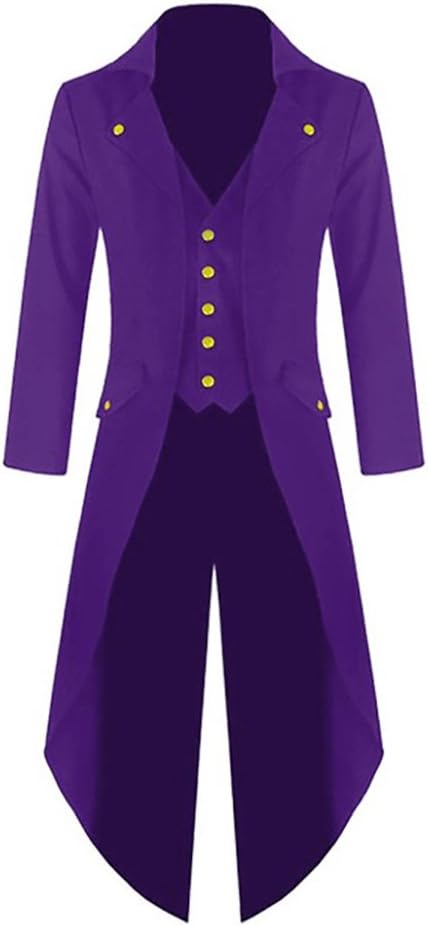 Mens Steampunk Gothic Jacket Victorian Tailcoat Vintage Halloween Costume Tuxedo Coat Uniform