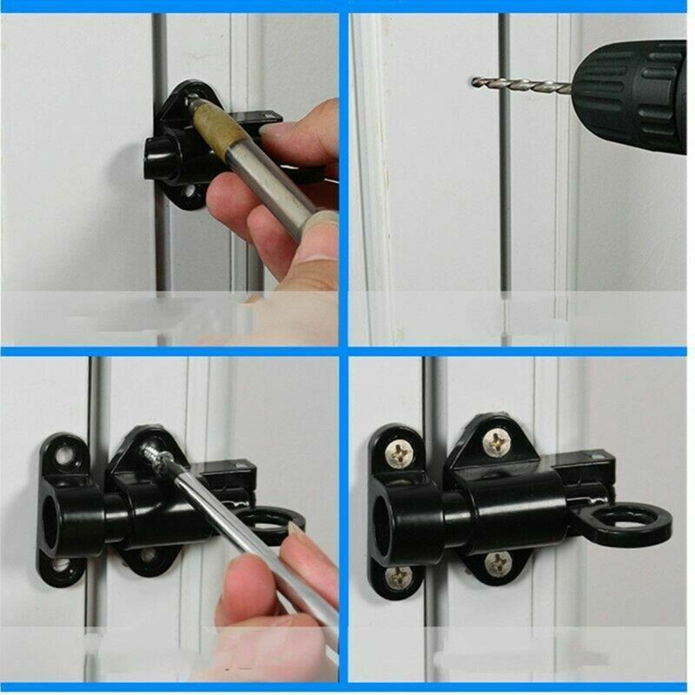 Automatic Latch Lock Aluminum Alloy Window Gate Security Pull Ring Spring Bounce Door Bolt
