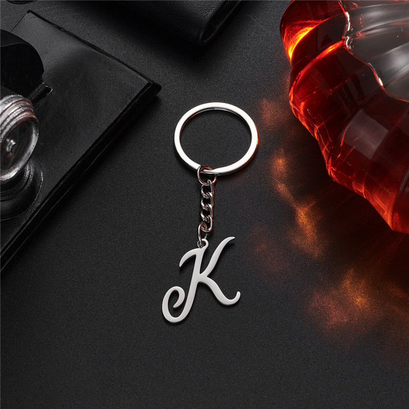 Llavero con letra inicial de A-Z de acero inoxidable para amantes, joyería antigua en inglés, colgante del alfabeto, llavero de coche, accesorios para bolso: Oro