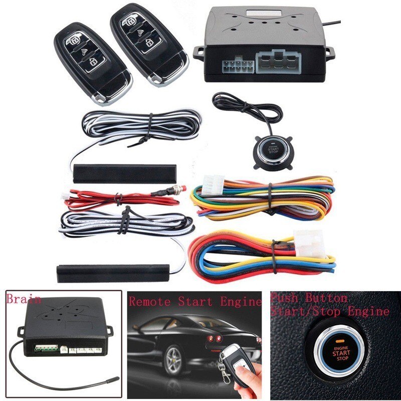 Car Alarm Ignition Start Security System Key Engine Start Push Button Remote Kit