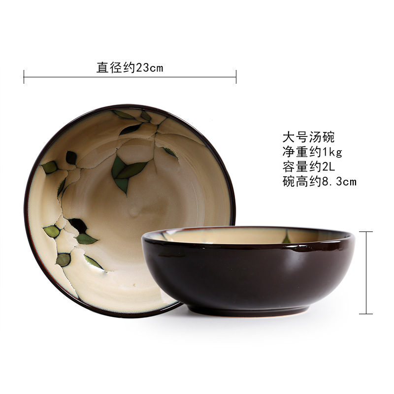 Japanse En Koreaanse Keramische Servies Creatieve Handgeschilderde Plaat Rijstkom Soepkom Noedelkom Slakom Water Cup: green