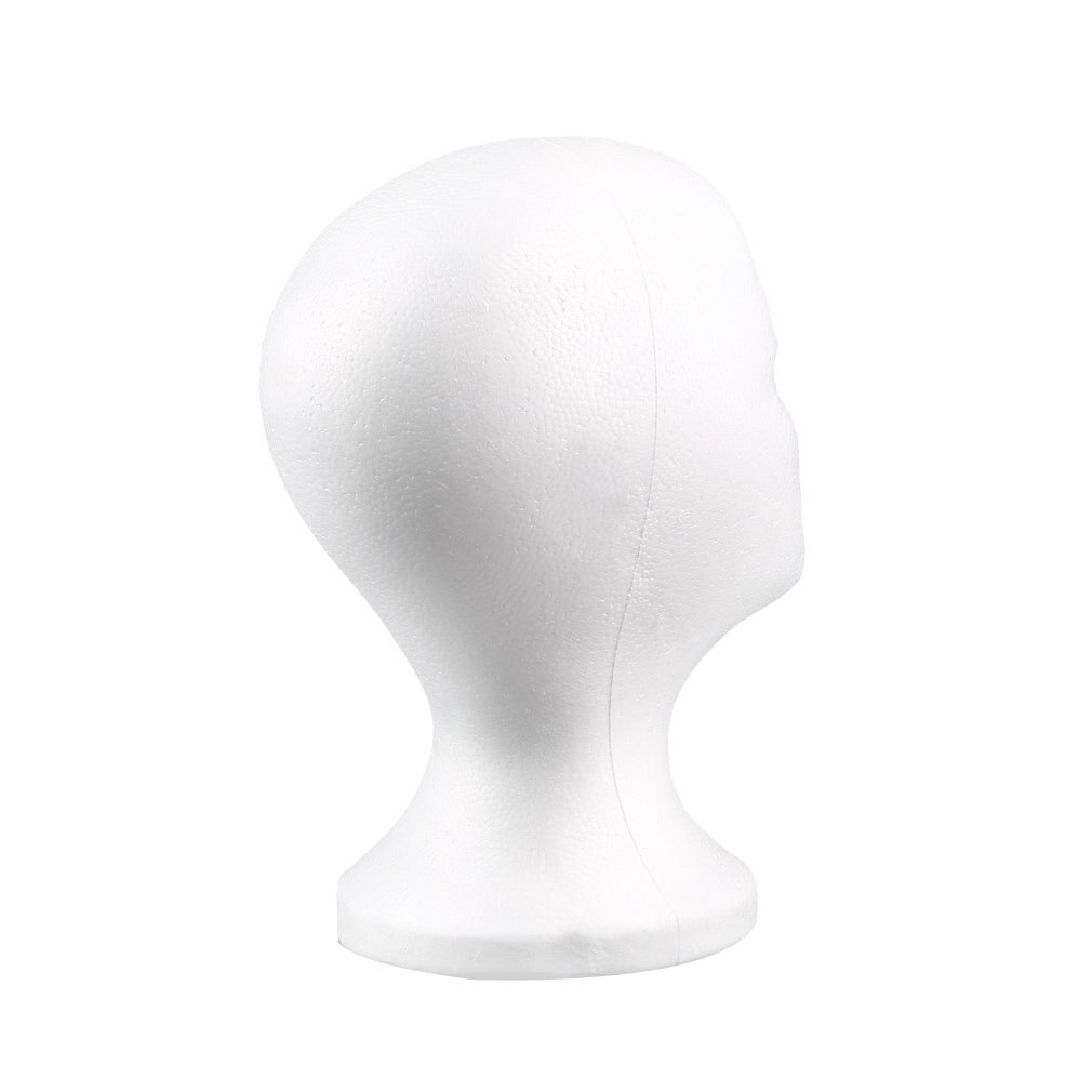 Maniquí de espuma de poliestireno para mujer, modelo de cabeza de maniquí, peluca de espuma, gafas de pelo, vitrina, soporte de exhibición, color blanco,