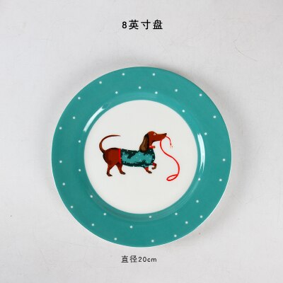 Western service fad bøf salat frugt tallerken stor skive britisk fin porcelænshund dessert tallerkener: 8 tommer plade 5