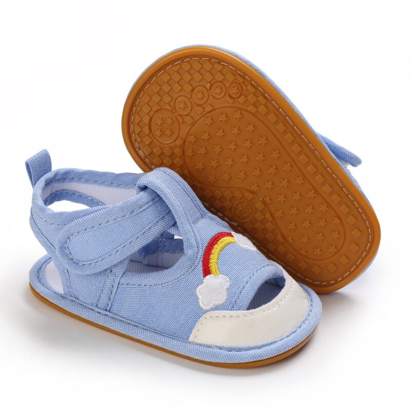 Sommersandalen für babys (jungen und mädchen) aus atmungsaktivem Segeltuch mit rutschfester sohle – süße lauflernschuhe für kleinkinder.: Blau / 7-12 monate