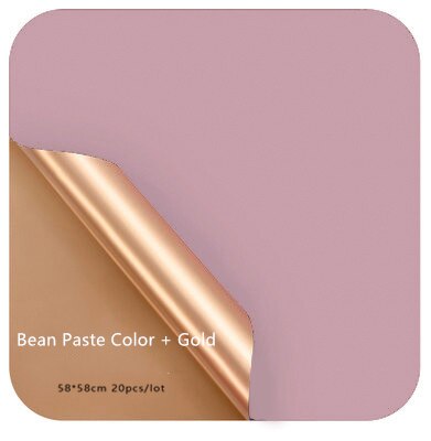 Luxury Gold Reversible Floral Wrapping Paper Waterproof Flower Arrangement Wrapping Paper Party Wrapping Paper Film: Bean Paste -Gold