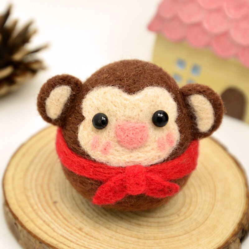1Pcs Cute Animal Pets Needle Wool Felt kits Handmade Toy Doll Wool Felt Poked Kitting Non-Finished DIY Wool Felting Package: No.2