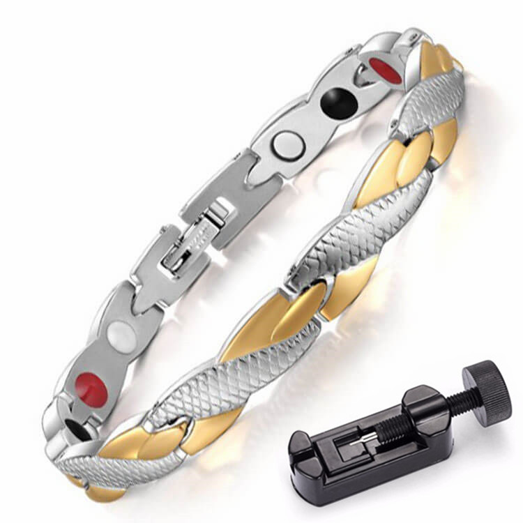 Bracelet magnétique torsadé pour femmes et hommes, bijoux de soins de santé en acier inoxydable: Gold Silver w tool