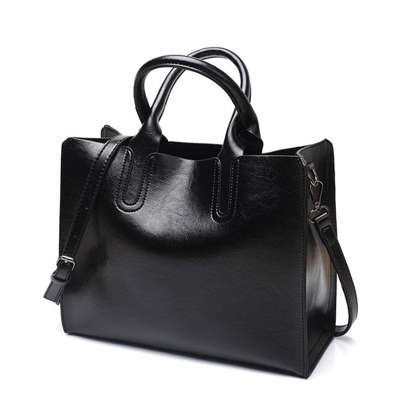 PU Leather Handbags Women Big Bag Ladies Shoulder Messenger Bag Female Bags Large Capacity Casual Totes Woman Bags: Black