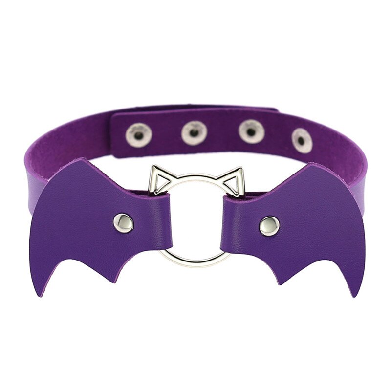 Sitaicery Punk Bat Kragen Halsband Frauen Halskette Kit Kopf PU Leder Halsband Gothic Halskette Kette Jewely Zubehör: 6