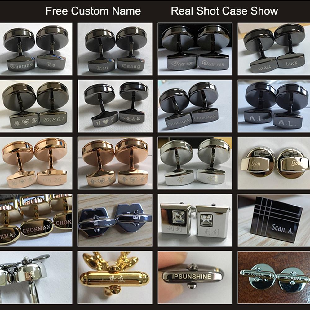 SAVOYSHI Special Cufflinks for Mens Shirt Cuffs Red Enamel Boxing Gloves Model Cuff links Free carving name