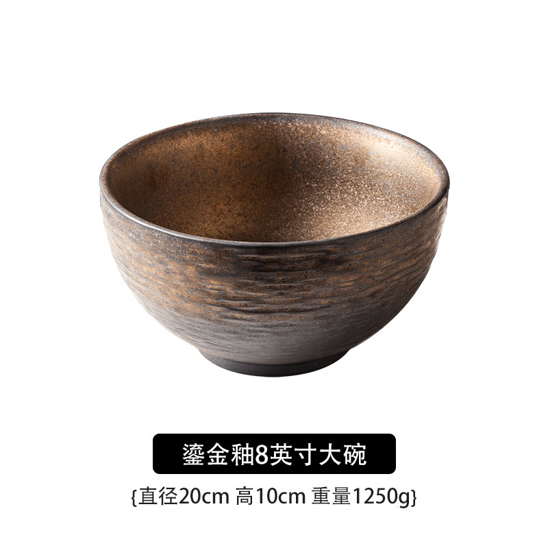 Karkea keramiikka astiasto lautanen kotitalousruoka lautanen keraamiset nyytit lautanen pihvi illallislautanen japanilainen tarjotin riisikulho nuudelit: Vaalean harmaa