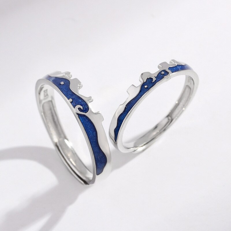 925 Sterling Zilver Originele Allure Liefde Paar Open Ringen Voor Lovers 'Stellen Sieraden Textuur Elegante Ringen