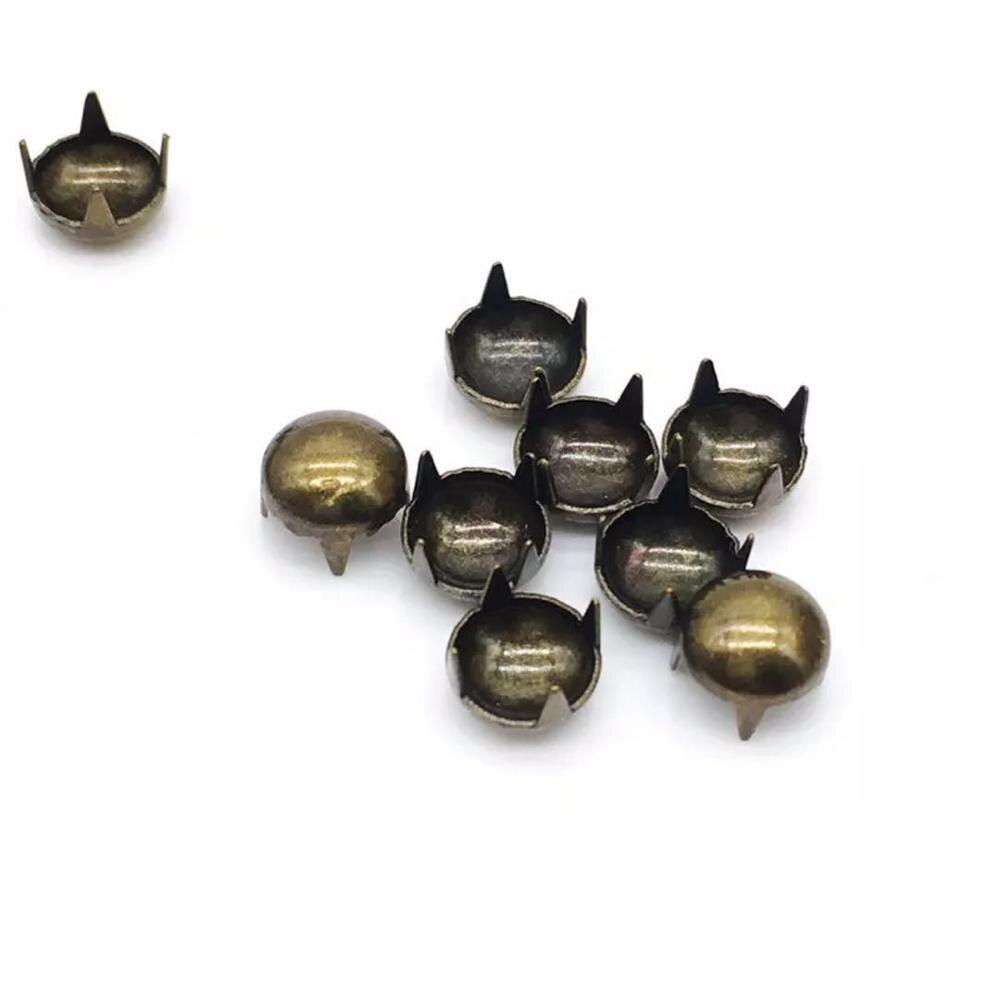 100 Pcs Ronde Dome Studs Metalen Klauw Kralen Nailhead Punk Klinknagels Met Spikes (7mm): Bronze