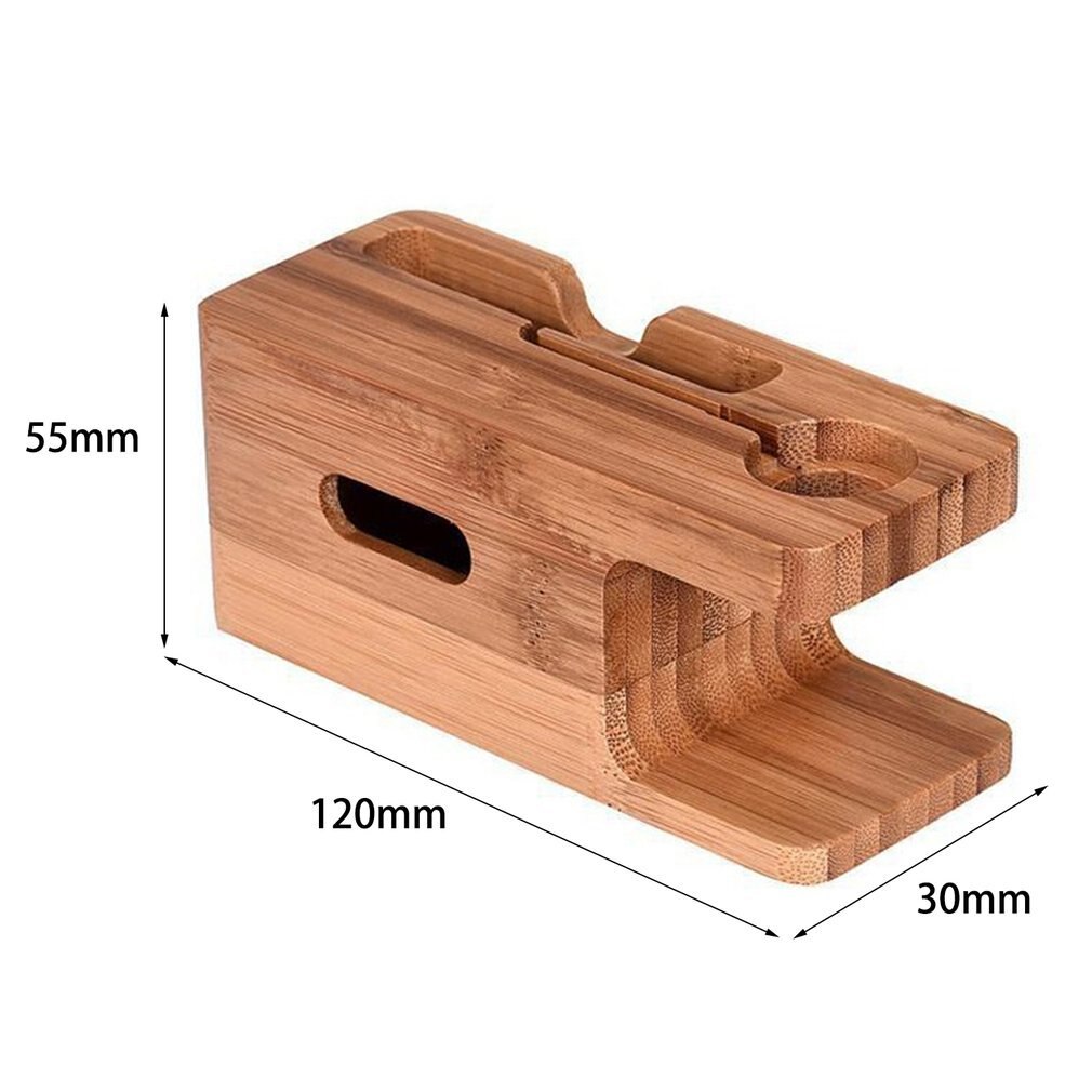 2-In-1 Real Bamboe Hout Desktop Stand Voor Ipad Tablet Beugel Docking Houder Oplader Voor Iphone Opladen dock Voor Apple Horloge