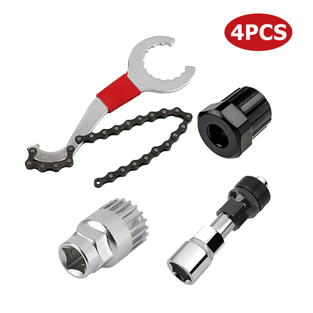 Bicycle Repair Tool Set Mountain Bike Repair Chain Cutter Crank Puller Remover Flywheel Bottom Bracket Disassembly Accessories: 4PCS 01