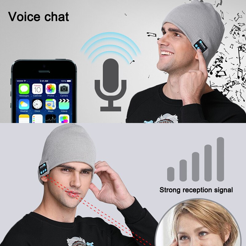 Drahtlose Bluetooth Gestrickte Mütze Hütte mit Kopfhörer Musik Anruf Funktion für Männer Ich bin Freien Verwenden &Ampere; T8