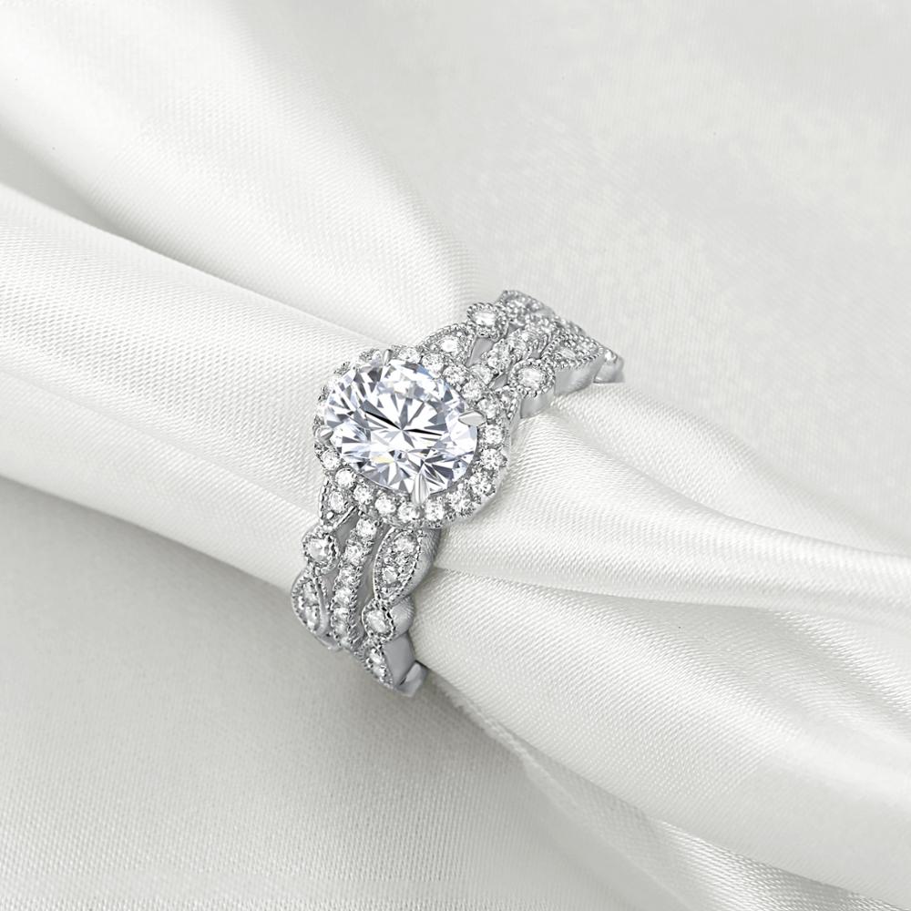 Newshe Solide 925 Sterling Silber Hochzeit Engagement Ring Set Für Frauen Oval Form AAAAA Zirkone Art Deco Bands Klassische Schmuck