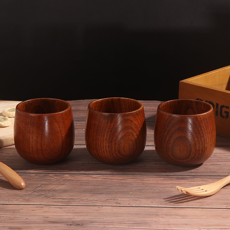 Classical 1Pc Copo De Madeira Natural Artesanal Barriga Grande xícara de Chá Xícara de Suco de Copo de Vinho