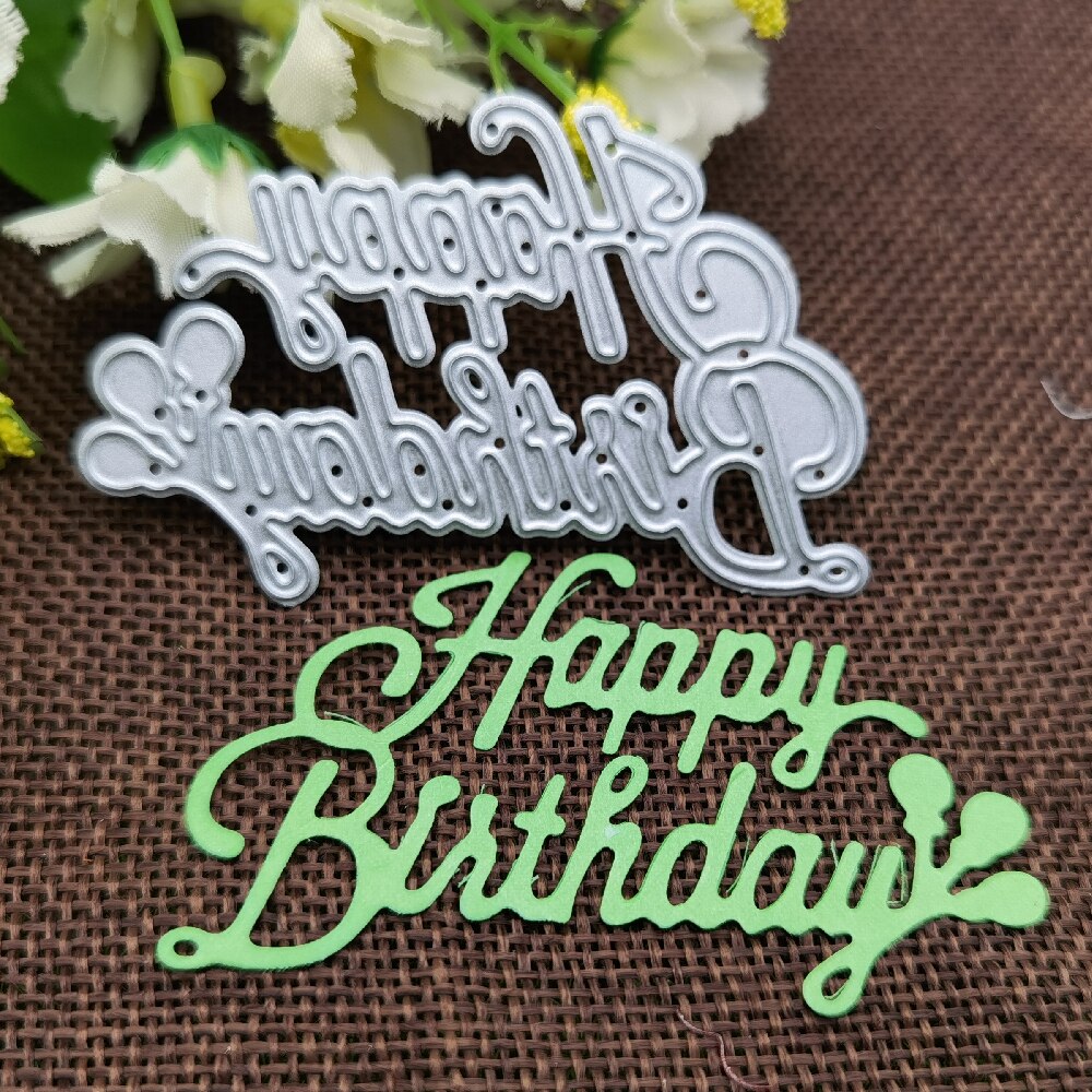 hermoso deseo cartas Feliz cumpleaños de corte de Metal muere plantilla Scrapbooking tarjeta para álbum de fotos de papel en relieve de troquel DIY