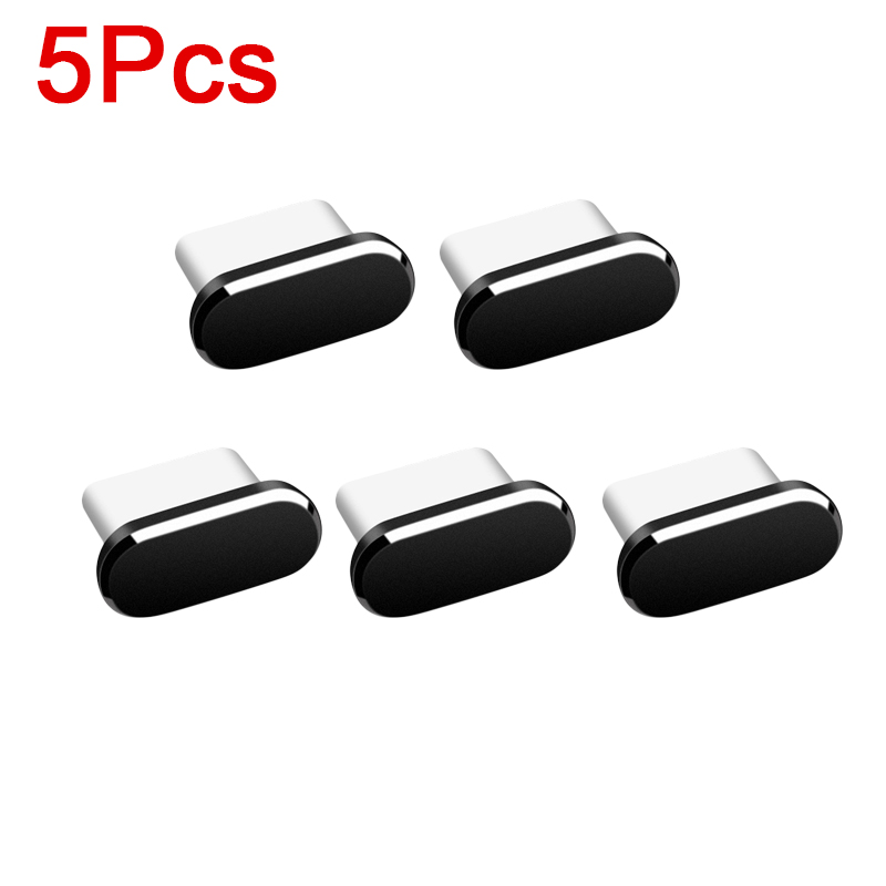 5 bouchons anti-poussière en métal pour Port de chargement de téléphone de Type C, couvercle de protection anti-poussière, capuchon étanche, décoration pour Samsung Xiaomi: YELLOW