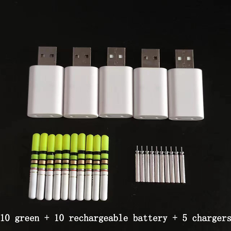 10 unids/lote palo de luz de pesca nocturna con batería CR322 barra de luz LED para accesorio de flotador luminoso funciona con batería CR322 A417: Verde