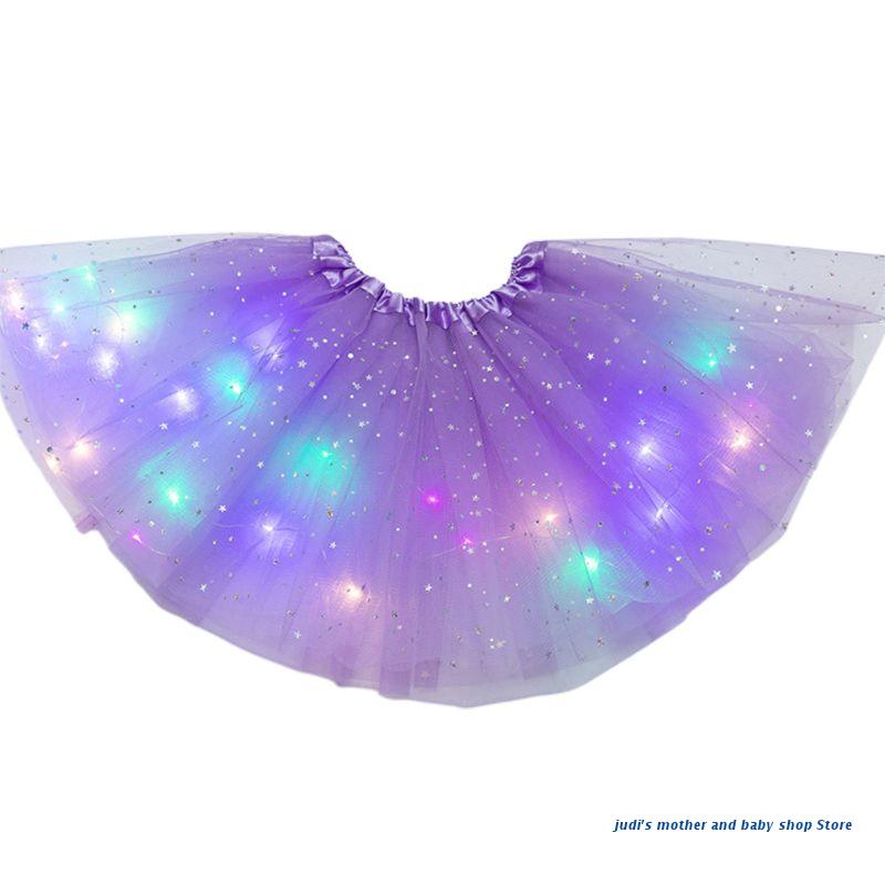 67JC-falda de tul para niñas, tutú con lentejuelas y estrellas brillantes para Ballet, 3-12T