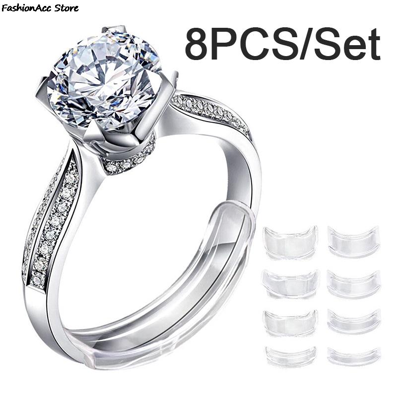 Ajusteur de taille de bague Invisible en Silicone pour votre bague, réducteur de serrage, taille de bague, anneaux d'espacement, garde 8 pièces