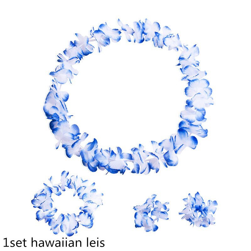 4-10pcs Hawaiian Party Artificial Flowers leis Garland Necklace DIY Dress Accessories Hawaii Beach Luau Summer Party Decor