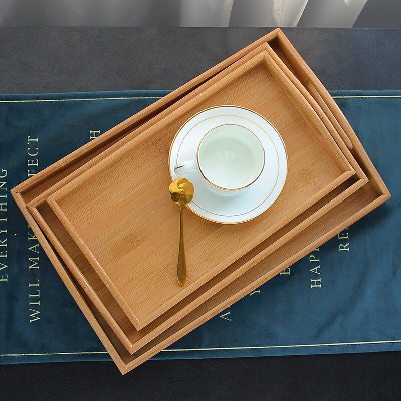Bamboo Bamboo Rectangular Bamboo Tray Tea Tray Home Daily Fruit Tableware Tea Set Tea Tray Tea Tray Bamboo Tray