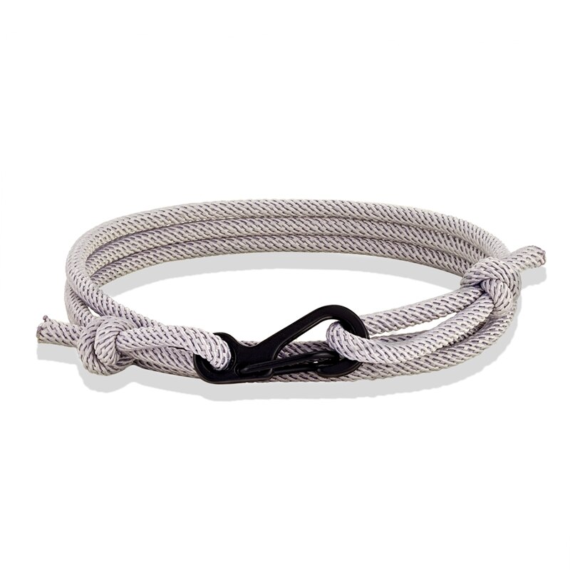 MKENDN-pulsera de cuerda de estilo náutico para hombre y mujer, brazalete minimalista de escalada, mosquetón, color azul oscuro, medianoche: Gray