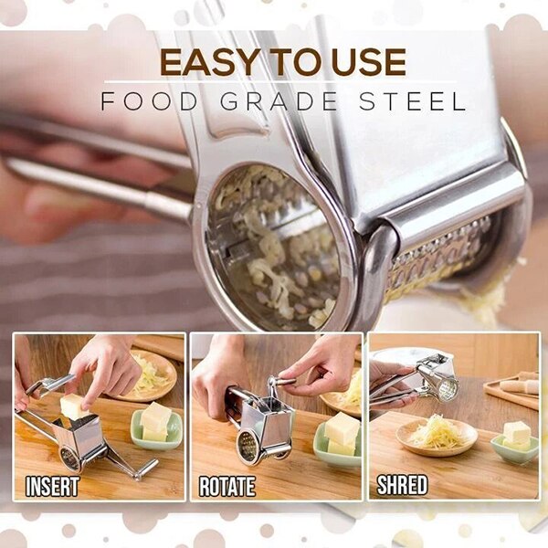 Newest Stainless Steel Cheese Grater Hand Crank Rotary Blades Vegetable Grinder Kitchen