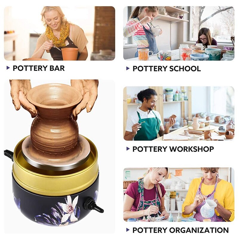 Bmbby-Mini Machine à tour de poterie, petite Machine électrique à former la poterie avec plateau pour le travail de céramique de bricolage, prise ue