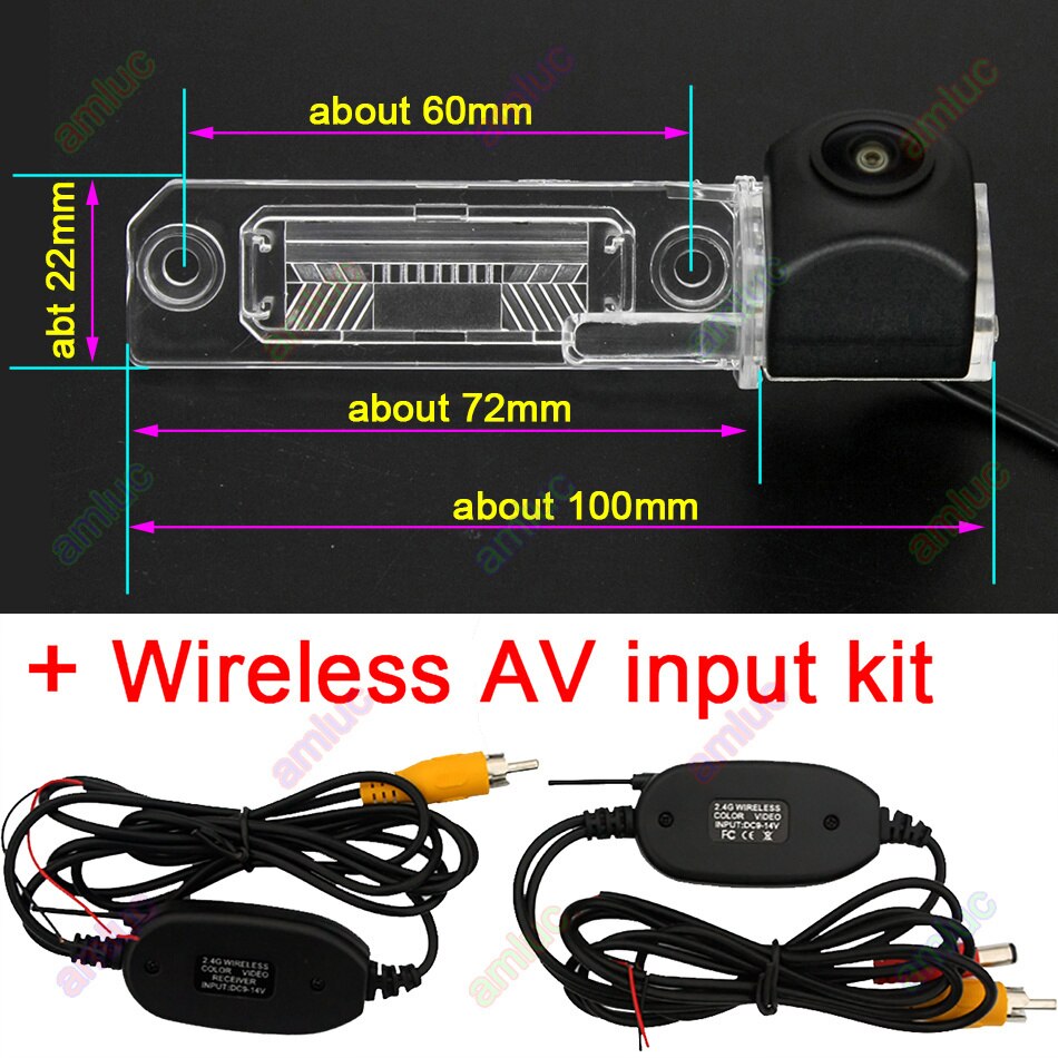 Vehicle Wireless Car Camera Monitor for VW Skoda Superb Magotan Touran Passat Jetta Caddy Golf Multivan T5 Transporter Bora Polo: fish eye wireless