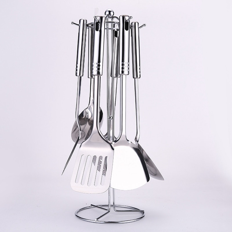 Stainless Steel Cooking Tool Set Colander Spatula Shovel Spoon Kitchenware Gadgets 7 Pieces Home Kitchen Accessories Set