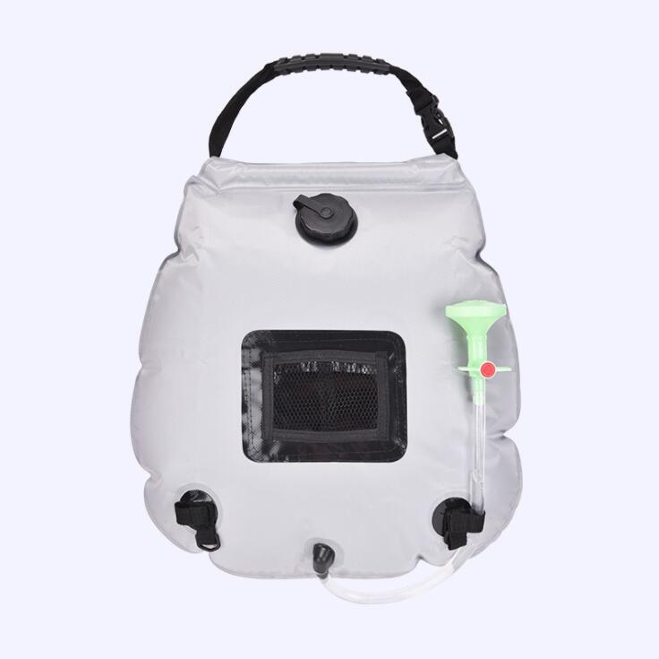 Bolsa de ducha Solar portátil para exteriores, bolsa de ducha para campamento, con cabezal de ducha, 20L: Grey