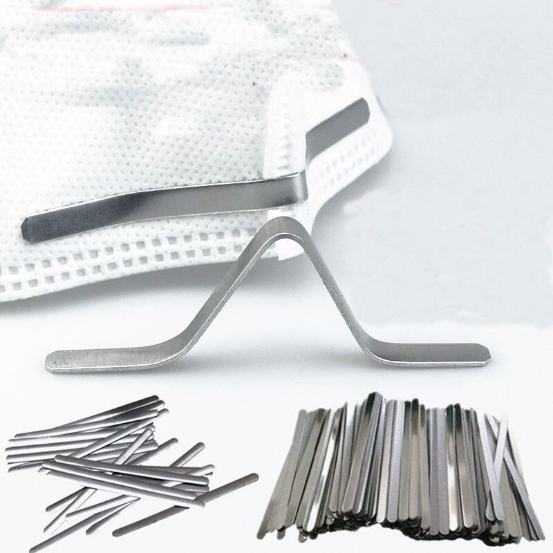 Clip de alambre para la nariz para mascarilla, banda de aluminio plana de Metal, accesorios para manualidades, 20-100 Uds.