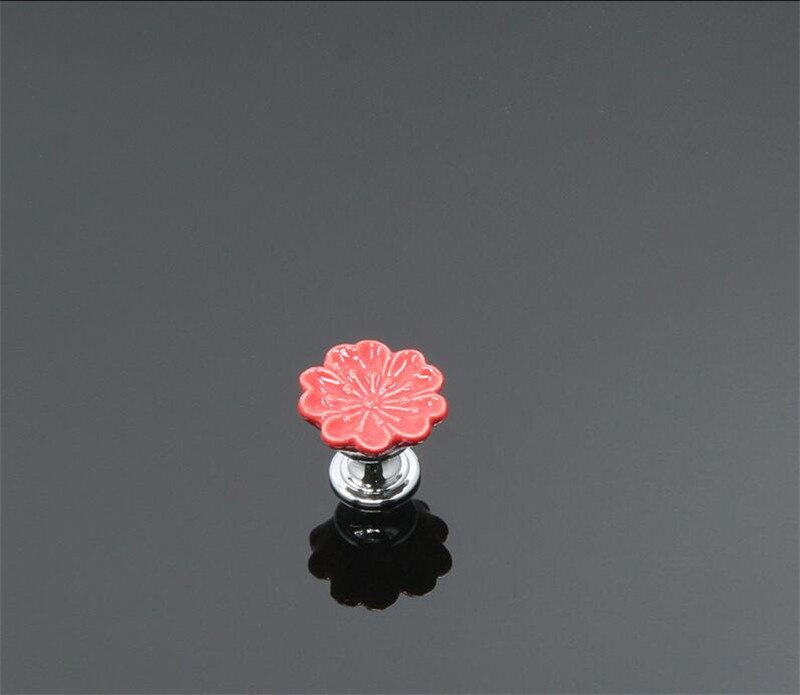 10 stks 32mm Kleurrijke Keramische Bloem Kast Knoppen Deur Handgrepen Kast Lade Kast Meubels Handvat Knoppen: F
