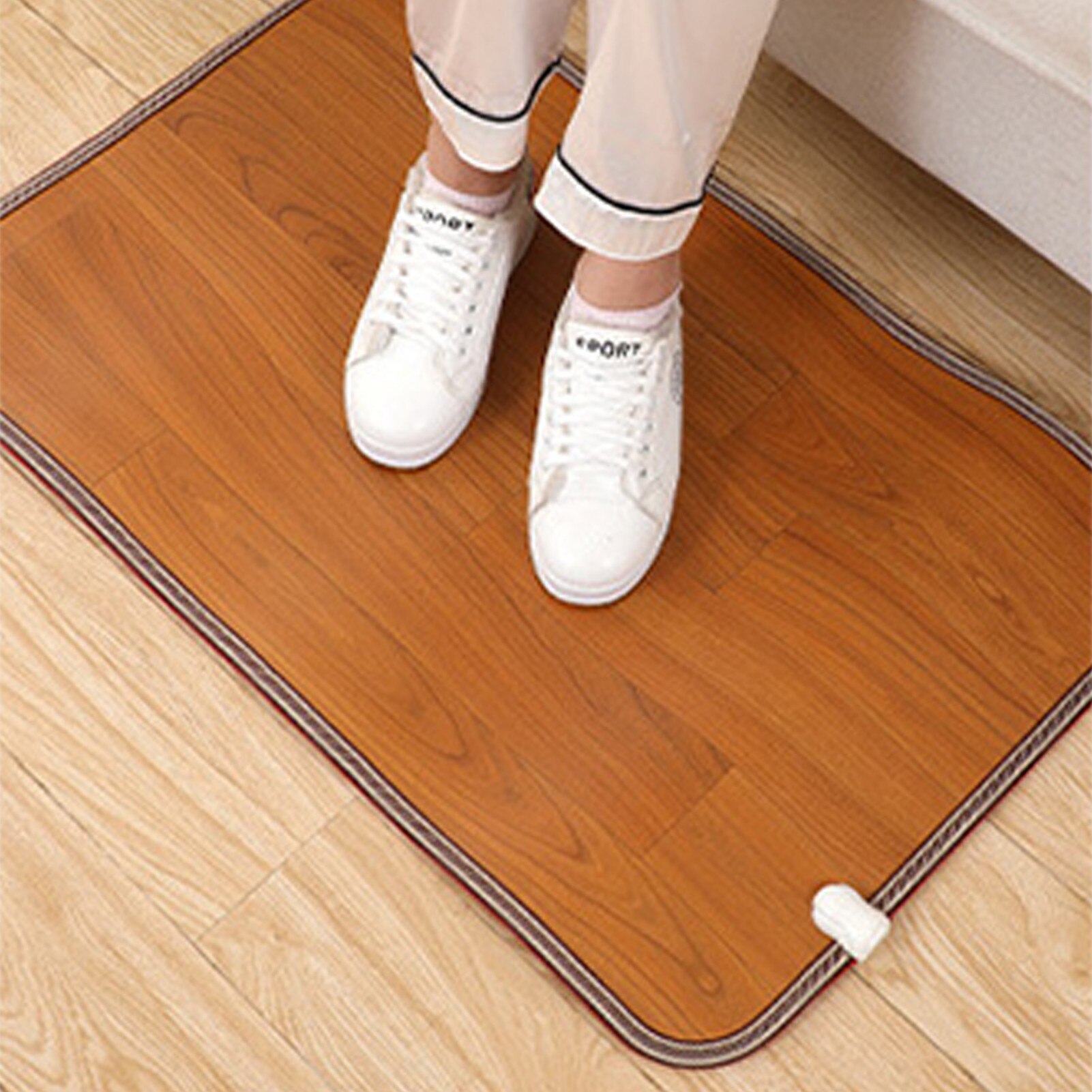 220V Office Heating Foot Mat Warmer Leather Electric Heating Pad Warm Feet Thermostat Carpet Household Warming Tools Feet Warmer