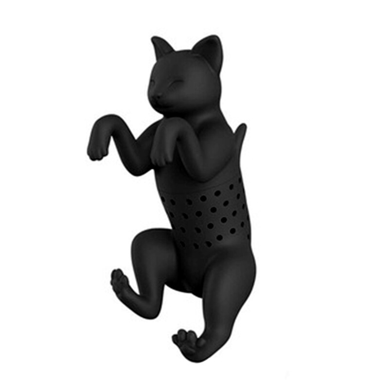 Infuseur à feuilles de thé en Silicone, mignon, Animal, chats, filtre à herbes, diffuseur d'épices, Gadget pour la maison et le bureau: Black