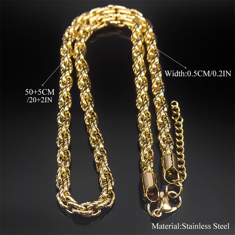 Collar de cadena de eslabones gruesos grandes de Hip Hop para hombres, cadenas masculinas de acero inoxidable de Color dorado, joyería de estilo callejero, colar masculino