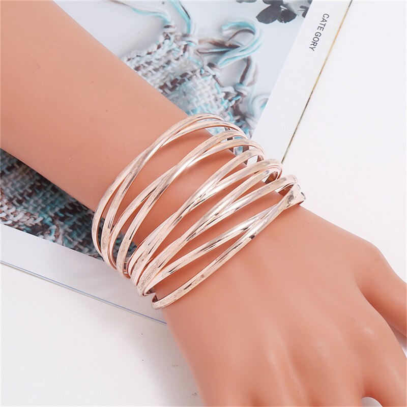 LZHLQ Cuff Bangles For Women Brand Big Bohemia Boho Bangles Indian Girls Bracelets & Bangles Female Cute Ladies Jewelry: Rose gold Big