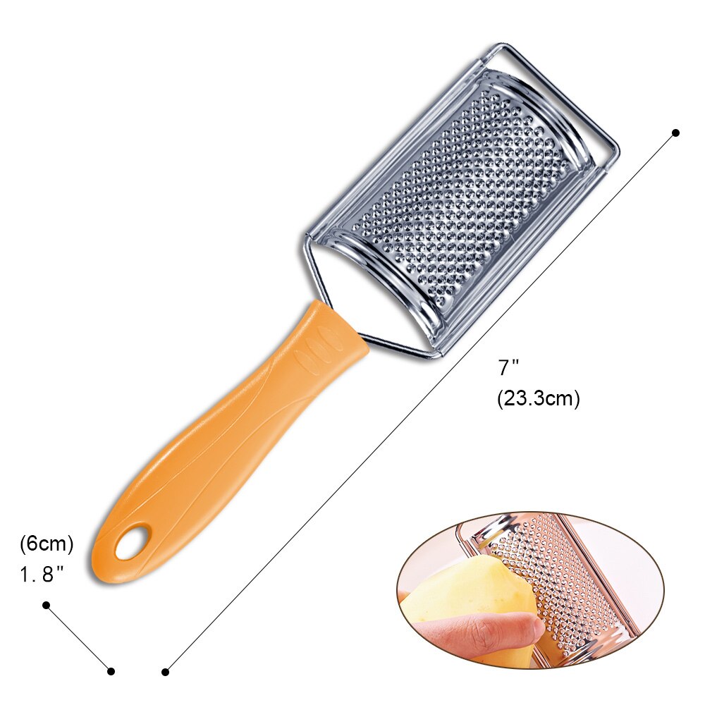 Stainless Steel Cheese Grater Multi-Purpose Kitchen Food Graters For Cheese Chocolate Butter Fruit Vegetable Non-slip Handle: Oranje