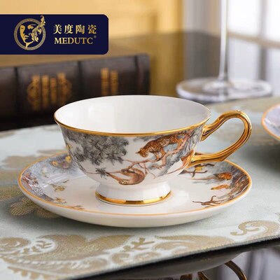 Red Coffee Cup Ceramic Tea Cup Set Dish Animal Tablewar Set Wedding and Housewarming High-Grade Bone China: coffee cup2