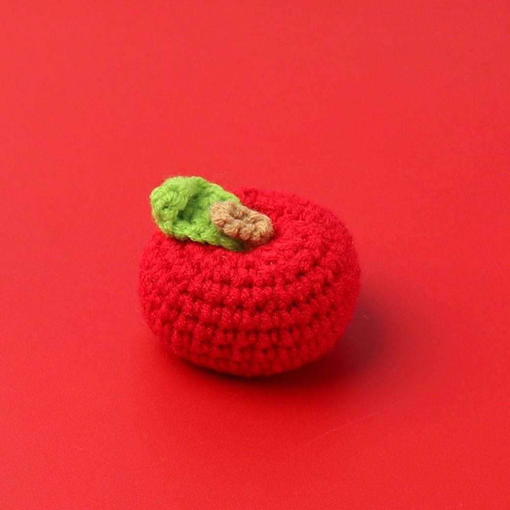 Lindo dibujo de lana fruta linda girasol naranja tejido a mano fresa lana Crochet fresa tejida fruta ornamento: Negro