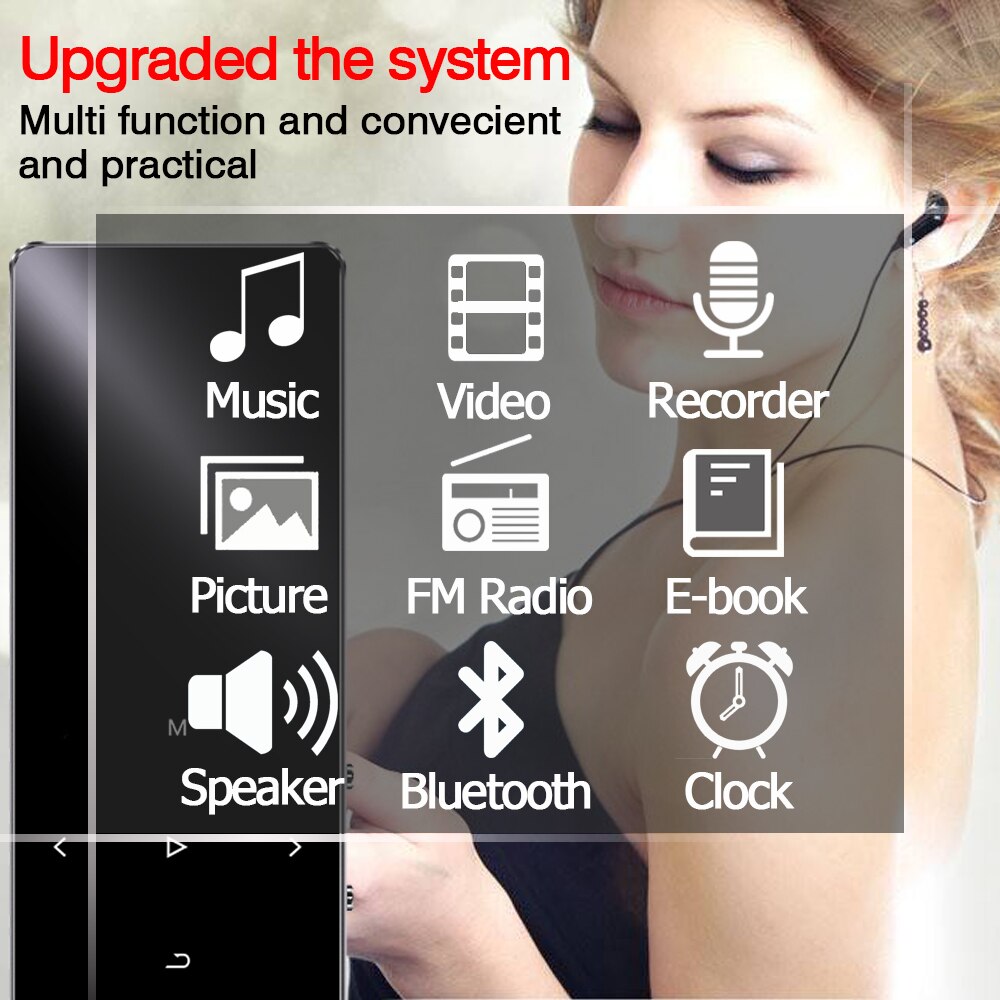 MP4 player with bluetooth Metal mp3 mp4 music player portable MP4 media slim with 1.8 inch touch keys fm radio video Hifi MP 4