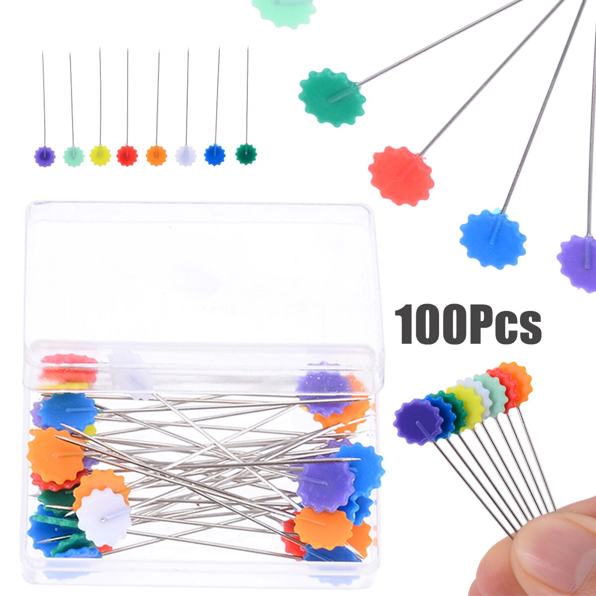 100 Pcs Patchwork Positionering Pinnen Craft Bloem Knop Hoofd Pins Voor DIY Handgemaakte Quilten Tool Naaien Borduren Accessoires