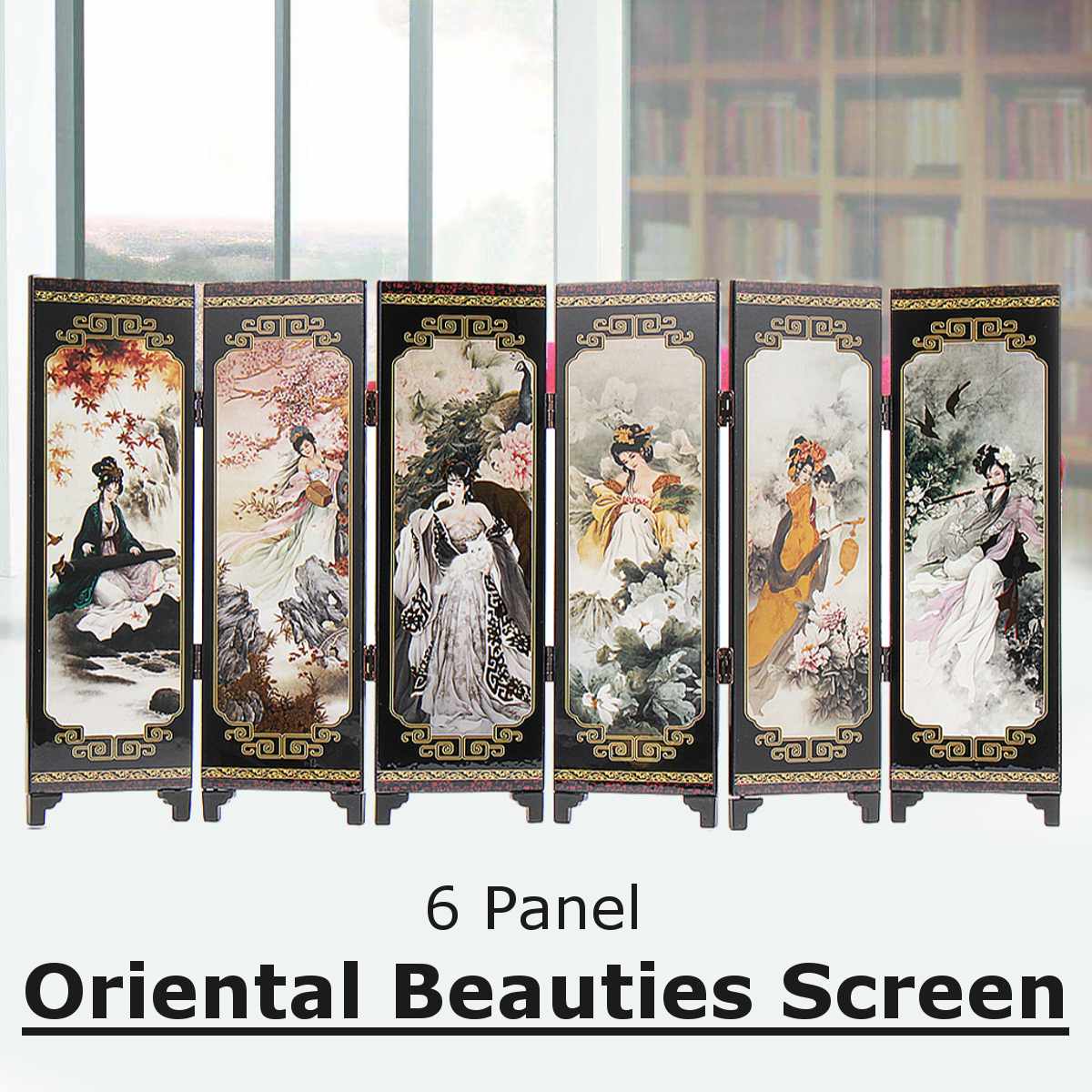 Desktop dekoration folde skærme kinesiske dekorative ornamenter antik lak mini foldning skærm rumdelere træ kunst