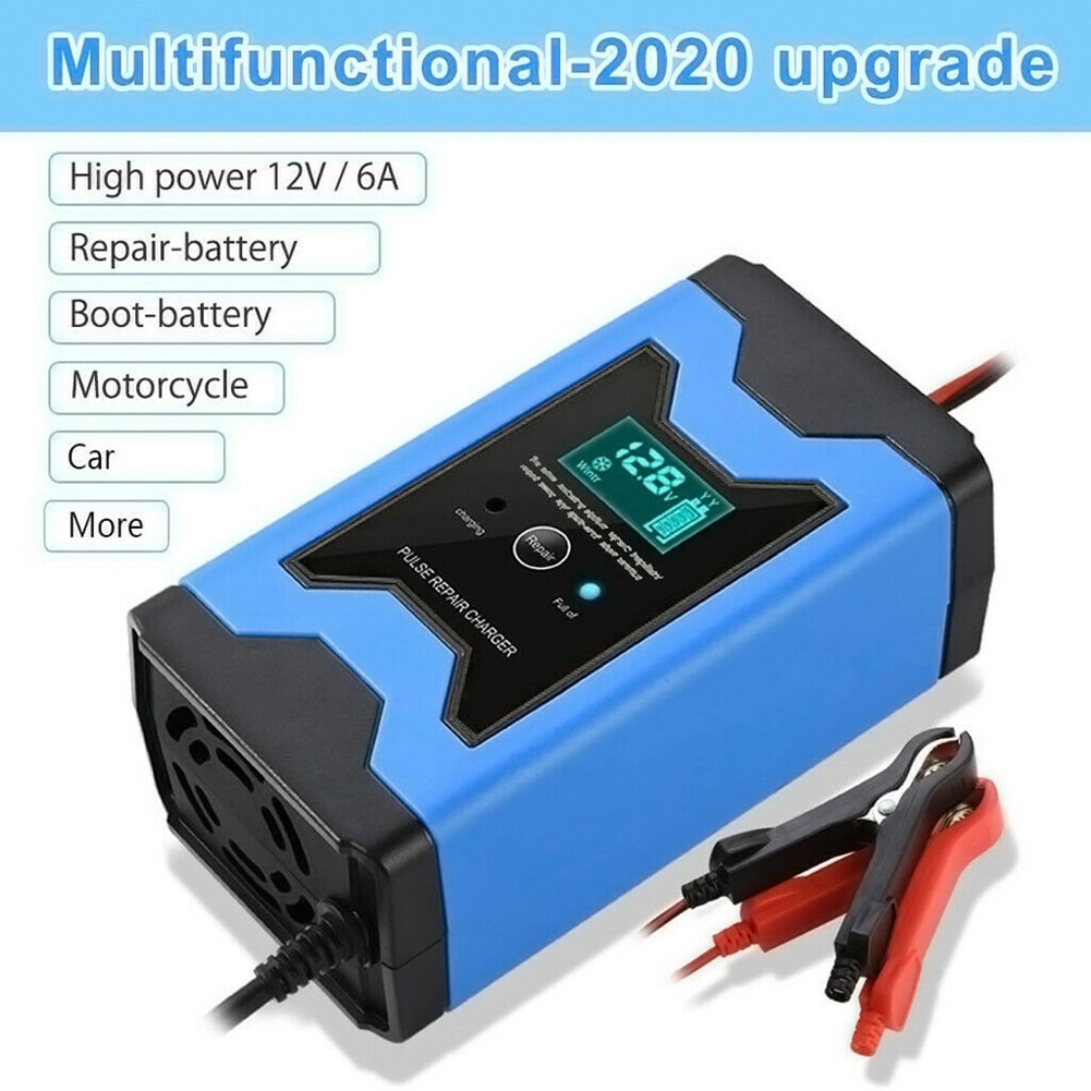 Automatische Auto Acculader 12V Intelligente Snelle Power Opladen Nat Droog Lood-zuur Digitale Lcd Display Car Jump Starter booster