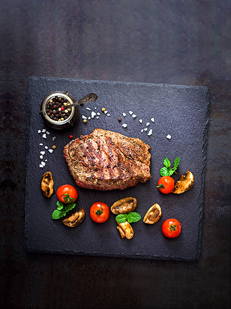 Black Natural Stone Plate Cutting Board Steak Posing Ornaments Photography Decoration Sushi Food Photo Background Shooting Props