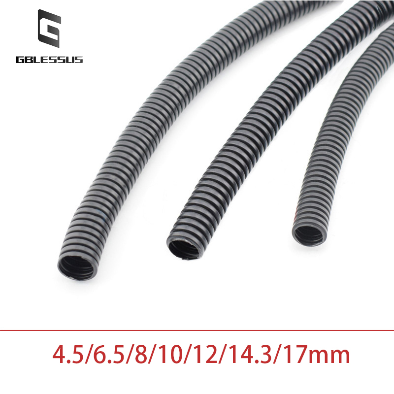 Manguito de Cable de 1M, manguera corrugada de plástico PP, arnés aislado de 4,5mm-17mm, accesorios de protección de cables eléctricos para Motor de automóvil